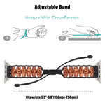 Wooden Bead Watchband For Apple Watch Series, 7 41mm / 6&SE&5&4 40mm / 3&2&1 38mm, 7 45mm / 6&SE&5&4 44mm / 3&2&1 42mm