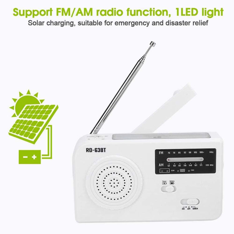 RD-638T 雙頻太陽能AM/FM收音機手電筒，帶發電機功能