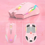 ONIKUMA CW905 2.4G RGB 燈光無線滑鼠，CW905 無線滑鼠（黑色），CW905 無線滑鼠（粉色），CW905 無線滑鼠（灰白色）