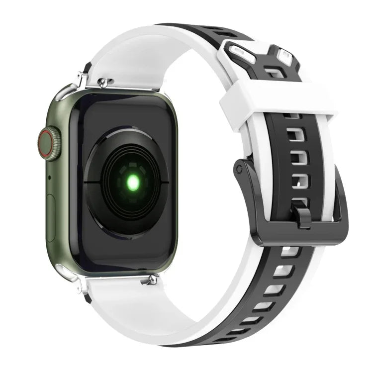 Two-Color Silicone Watchband For Apple Watch Series, 7 41mm / 6&SE&5&4 40mm / 3&2&1 38mm, 7 45mm / 6&SE&5&4 44mm / 3&2&1 42mm