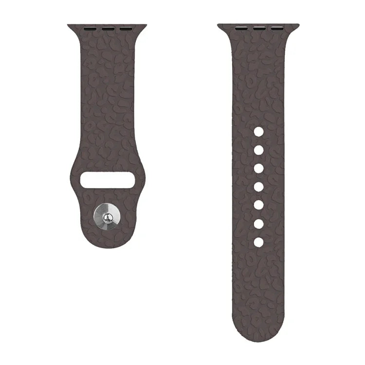 Leopard Embossing Silicone Watchband For Apple Watch Series, 7 41mm / 6&SE&5&4 40mm / 3&2&1 38mm, 7 45mm / 6&SE&5&4 44mm / 3&2&1 42mm
