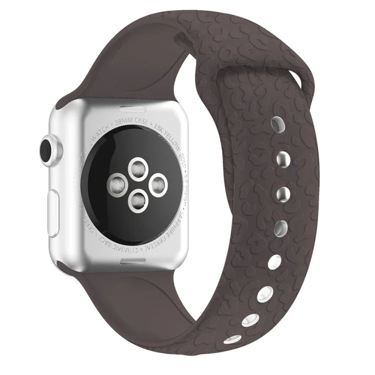 豹紋壓紋矽膠錶帶，適用於 Apple Watch 系列，7 41mm / 6&SE&5&4 40mm / 3&2&1 38mm，7 45mm / 6&SE&5&4 44mm / 3&2&1 42mm
