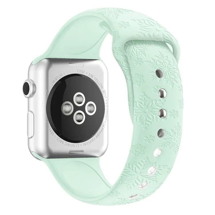 雪花壓紋矽膠錶帶，適用於 Apple Watch 系列，7 41mm / 6&SE&5&4 40mm / 3&2&1 38mm，7 45mm / 6&SE&5&4 44mm / 3&2&1 42mm