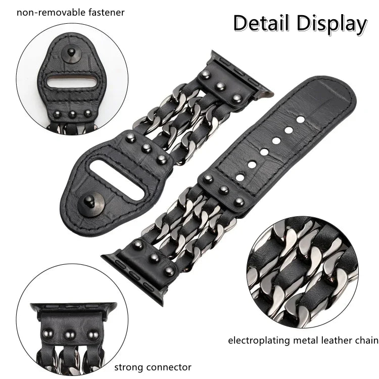 真皮男款風格錶帶，適用於 Apple Watch 系列，7 41mm / 6&SE&5&4 40mm / 3&2&1 38mm，7 45mm / 6&SE&5&4 44mm / 3&2&1 42mm