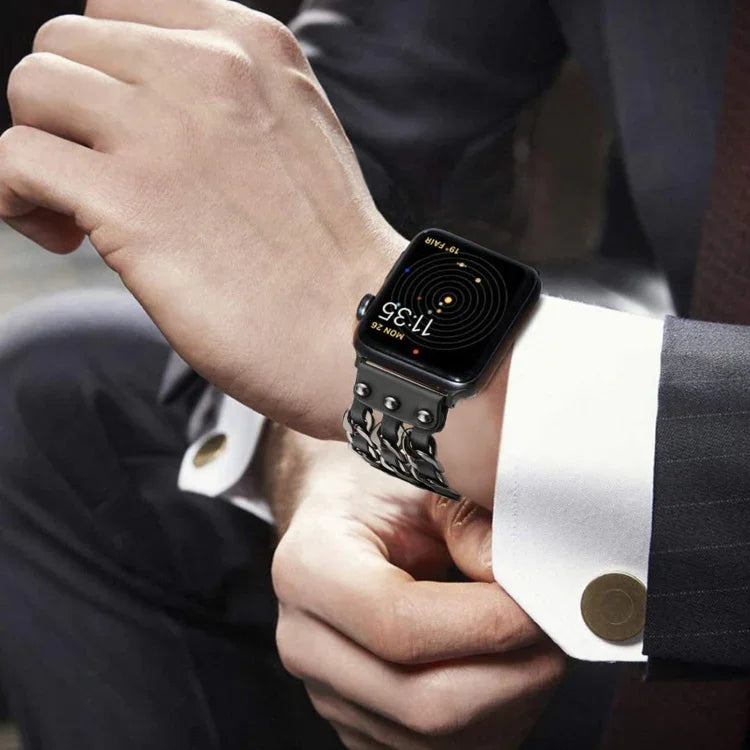 真皮男款風格錶帶，適用於 Apple Watch 系列，7 41mm / 6&SE&5&4 40mm / 3&2&1 38mm，7 45mm / 6&SE&5&4 44mm / 3&2&1 42mm