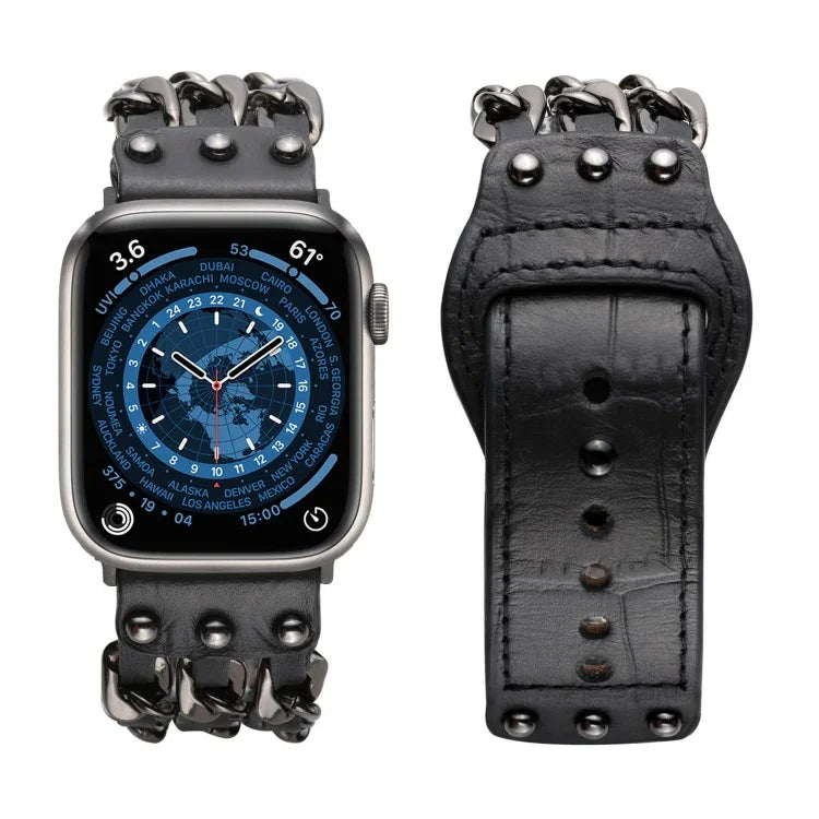 真皮男款風格錶帶，適用於 Apple Watch 系列，7 41mm / 6&SE&5&4 40mm / 3&2&1 38mm，7 45mm / 6&SE&5&4 44mm / 3&2&1 42mm
