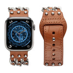 真皮男款風格錶帶，適用於 Apple Watch 系列，7 41mm / 6&SE&5&4 40mm / 3&2&1 38mm，7 45mm / 6&SE&5&4 44mm / 3&2&1 42mm