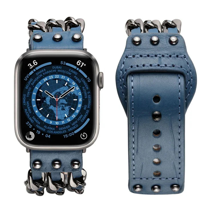 真皮男款風格錶帶，適用於 Apple Watch 系列，7 41mm / 6&SE&5&4 40mm / 3&2&1 38mm，7 45mm / 6&SE&5&4 44mm / 3&2&1 42mm