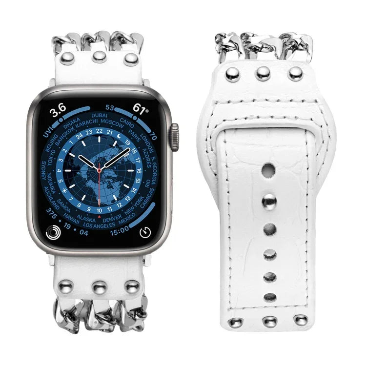 真皮男款風格錶帶，適用於 Apple Watch 系列，7 41mm / 6&SE&5&4 40mm / 3&2&1 38mm，7 45mm / 6&SE&5&4 44mm / 3&2&1 42mm