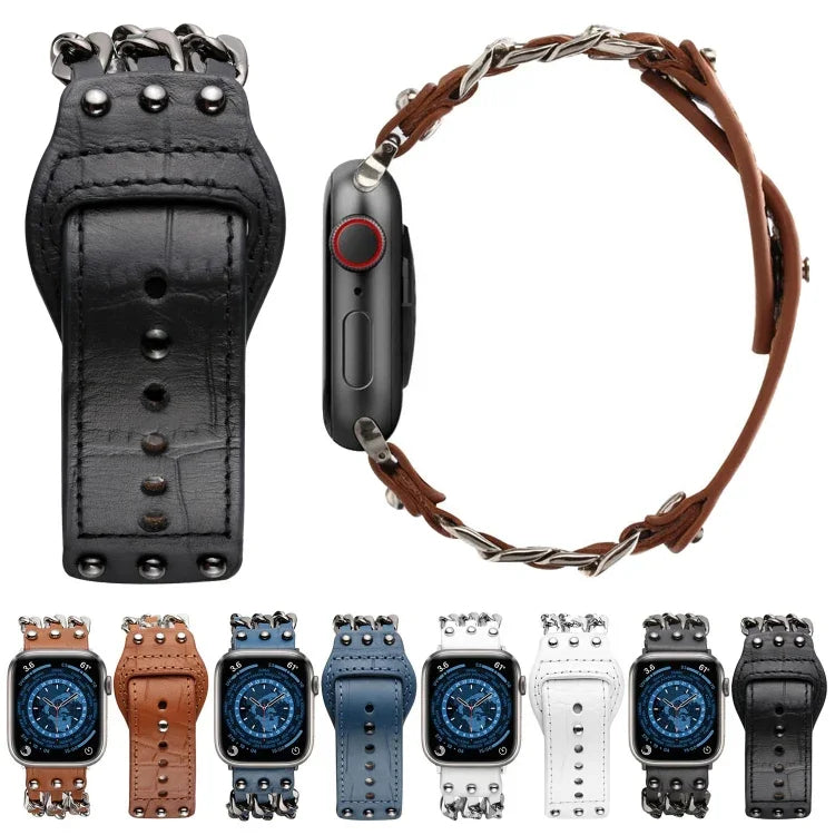 真皮男款風格錶帶，適用於 Apple Watch 系列，7 41mm / 6&SE&5&4 40mm / 3&2&1 38mm，7 45mm / 6&SE&5&4 44mm / 3&2&1 42mm