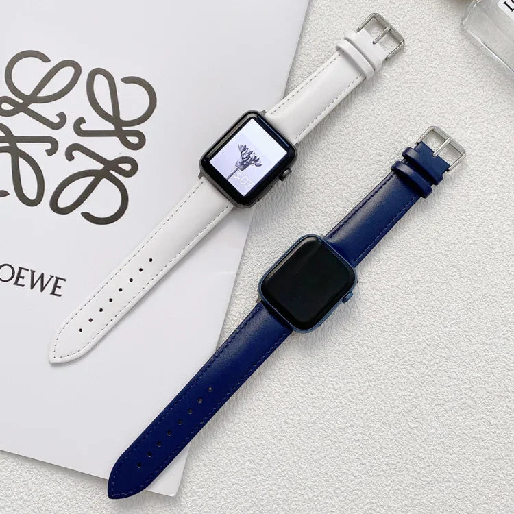 光面皮革錶帶，適用於 Apple Watch Series，7 41mm / 6&SE&5&4 40mm / 3&2&1 38mm，7 45mm / 6&SE&5&4 44mm / 3&2&1 42mm