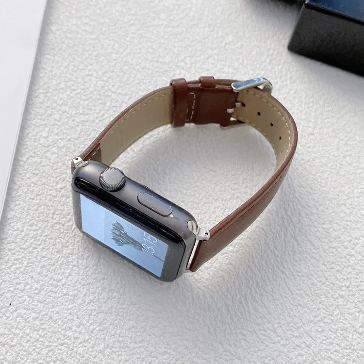 光面皮革錶帶，適用於 Apple Watch Series，7 41mm / 6&SE&5&4 40mm / 3&2&1 38mm，7 45mm / 6&SE&5&4 44mm / 3&2&1 42mm