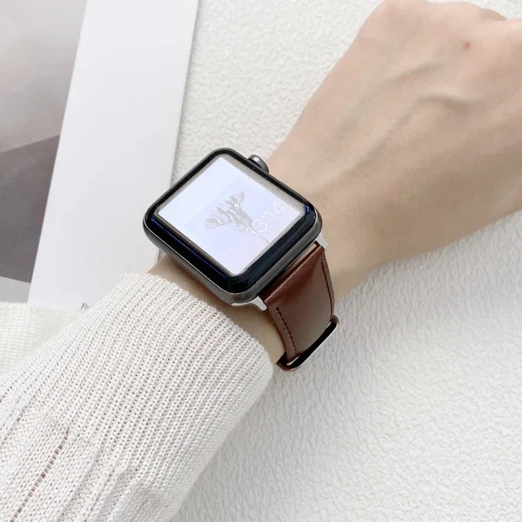 光面皮革錶帶，適用於 Apple Watch Series，7 41mm / 6&SE&5&4 40mm / 3&2&1 38mm，7 45mm / 6&SE&5&4 44mm / 3&2&1 42mm