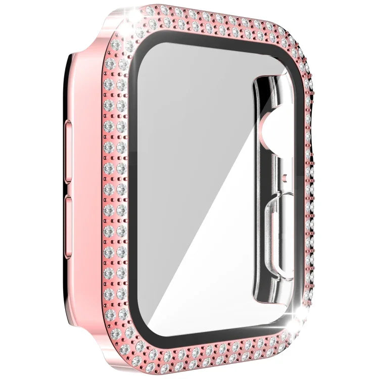 雙排鑽石 PC+強化玻璃錶殼，適用於 Apple Watch Series 6&SE&5&4 40mm，6&SE&5&4 44mm，6&SE&5&4 40mm / 3&2&1 38mm