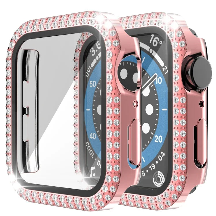 雙排鑽石 PC+強化玻璃錶殼，適用於 Apple Watch Series 6&SE&5&4 40mm，6&SE&5&4 44mm，6&SE&5&4 40mm / 3&2&1 38mm