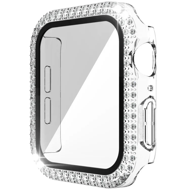 雙排鑽石 PC+強化玻璃錶殼，適用於 Apple Watch Series 6&SE&5&4 40mm，6&SE&5&4 44mm，6&SE&5&4 40mm / 3&2&1 38mm