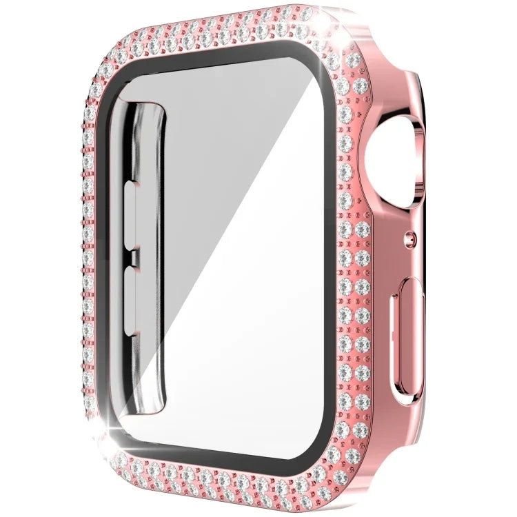 雙排鑽石 PC+強化玻璃錶殼，適用於 Apple Watch Series 6&SE&5&4 40mm，6&SE&5&4 44mm，6&SE&5&4 40mm / 3&2&1 38mm