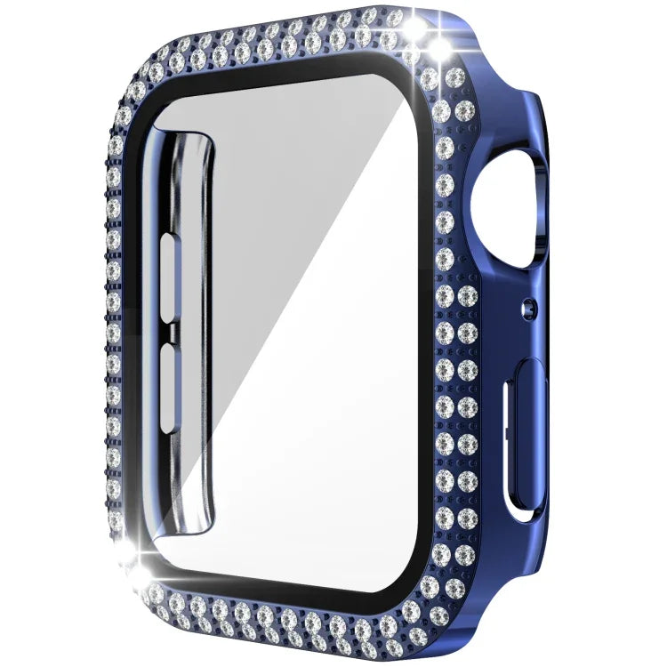 雙排鑽石 PC+強化玻璃錶殼，適用於 Apple Watch Series 6&SE&5&4 40mm，6&SE&5&4 44mm，6&SE&5&4 40mm / 3&2&1 38mm