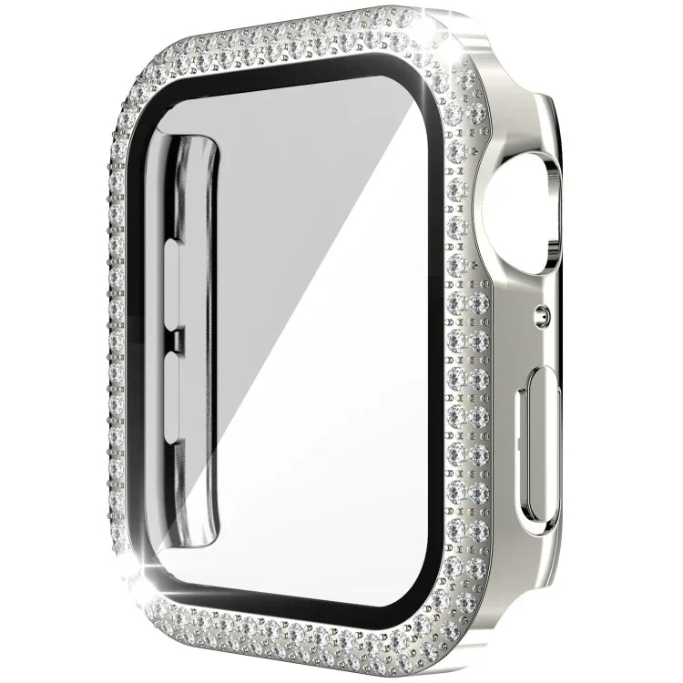 雙排鑽石 PC+強化玻璃錶殼，適用於 Apple Watch Series 6&SE&5&4 40mm，6&SE&5&4 44mm，6&SE&5&4 40mm / 3&2&1 38mm