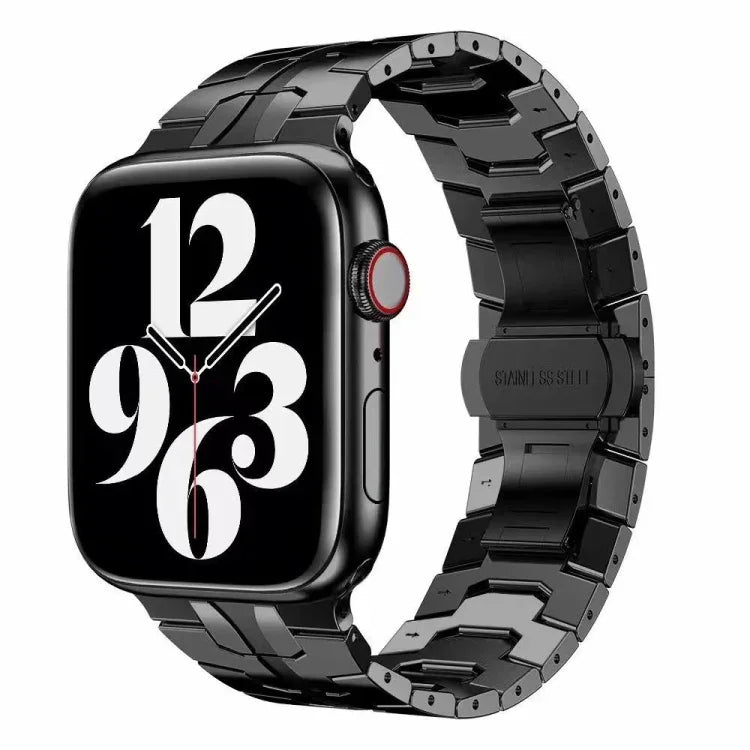 蝴蝶扣金屬錶帶，適用於 Apple Watch Series，7 41mm / 6&SE&5&4 40mm / 3&2&1 38mm，7 45mm / 6&SE&5&4 44mm / 3&2&1 42mm