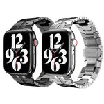 蝴蝶扣金屬錶帶，適用於 Apple Watch Series，7 41mm / 6&SE&5&4 40mm / 3&2&1 38mm，7 45mm / 6&SE&5&4 44mm / 3&2&1 42mm