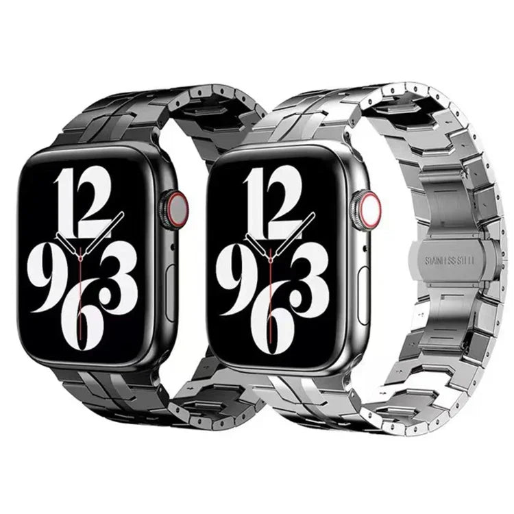 蝴蝶扣金屬錶帶，適用於 Apple Watch Series，7 41mm / 6&SE&5&4 40mm / 3&2&1 38mm，7 45mm / 6&SE&5&4 44mm / 3&2&1 42mm