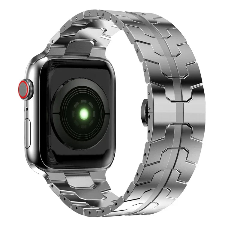 蝴蝶扣金屬錶帶，適用於 Apple Watch Series，7 41mm / 6&SE&5&4 40mm / 3&2&1 38mm，7 45mm / 6&SE&5&4 44mm / 3&2&1 42mm