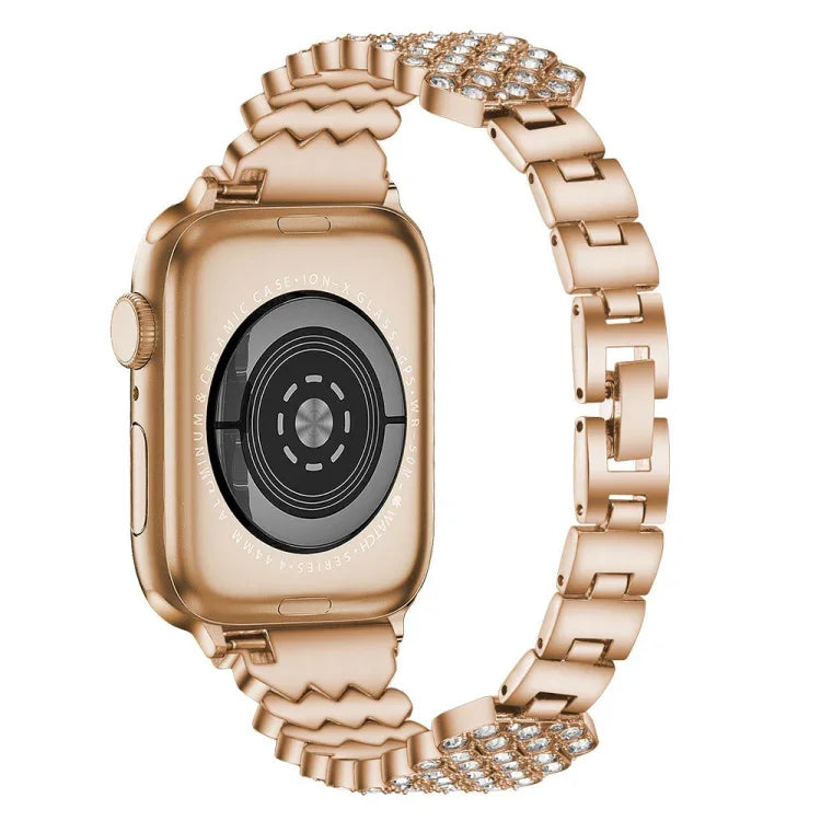 心形鑽石金屬錶帶，適用於 Apple Watch Series，7 41mm / 6&SE&5&4 40mm / 3&2&1 38mm，7 45mm / 6&SE&5&4 44mm / 3&2&1 42mm