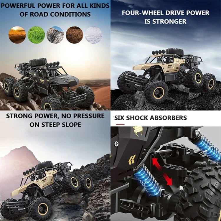 4WD 超大合金六輪車遙控車，（黑色），（金色）