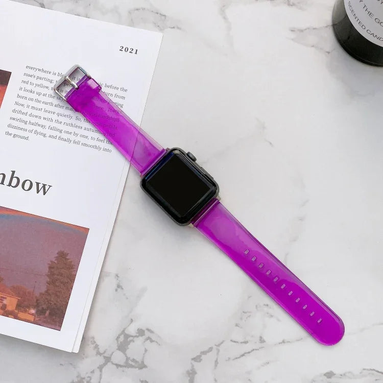 Jelly Transparent Watchband For Apple Watch Series, 7 41mm / 6&SE&5&4 40mm / 3&2&1 38mm, 7 45mm / 6&SE&5&4 44mm / 3&2&1 42mm