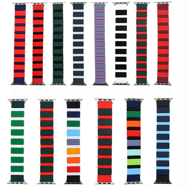 矽膠拼接錶帶，適用於Apple Watch Series，7 41mm / 6&SE&5&4 40mm / 3&2&1 38mm，7 45mm / 6&SE&5&4 44mm / 3&2&1 42mm