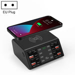 838w 9 合 1 100W 4 PD 3.0 USB-C / Type-C + 4 QC 3.0 USB 埠智能數字顯示無線充電器，EU 插頭，美國插頭，英國插頭，澳洲插頭