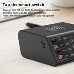 838w 9 合 1 100W 4 PD 3.0 USB-C / Type-C + 4 QC 3.0 USB 埠智能數字顯示無線充電器，EU 插頭，美國插頭，英國插頭，澳洲插頭