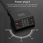 838w 9 合 1 100W 4 PD 3.0 USB-C / Type-C + 4 QC 3.0 USB 埠智能數字顯示無線充電器，EU 插頭，美國插頭，英國插頭，澳洲插頭