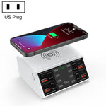 838w 9 合 1 100W 4 PD 3.0 USB-C / Type-C + 4 QC 3.0 USB 埠智能數字顯示無線充電器，EU 插頭，美國插頭，英國插頭，澳洲插頭