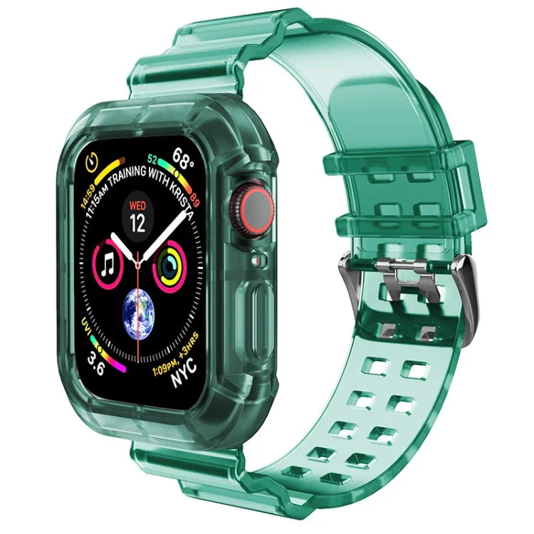 透明錶帶，適用於Apple Watch Series 8&7 45mm / SE 2&6&SE&5&4 44mm / 3&2&1 42mm（透明棕色），7 41mm / 6&SE&5&4 40mm / 3&2&1 38mm，7 45mm / 6&SE&5&4 44mm / 3&2&1 42mm