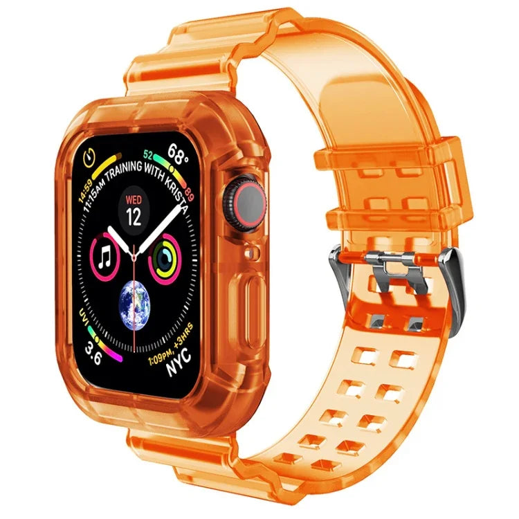 透明錶帶，適用於Apple Watch Series 8&7 45mm / SE 2&6&SE&5&4 44mm / 3&2&1 42mm（透明棕色），7 41mm / 6&SE&5&4 40mm / 3&2&1 38mm，7 45mm / 6&SE&5&4 44mm / 3&2&1 42mm