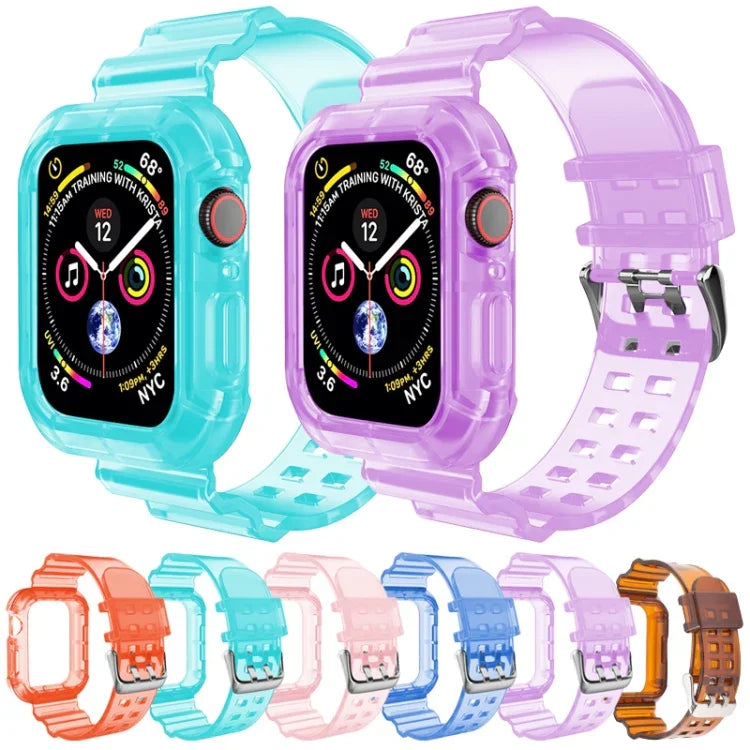 透明錶帶，適用於Apple Watch Series 8&7 45mm / SE 2&6&SE&5&4 44mm / 3&2&1 42mm（透明棕色），7 41mm / 6&SE&5&4 40mm / 3&2&1 38mm，7 45mm / 6&SE&5&4 44mm / 3&2&1 42mm
