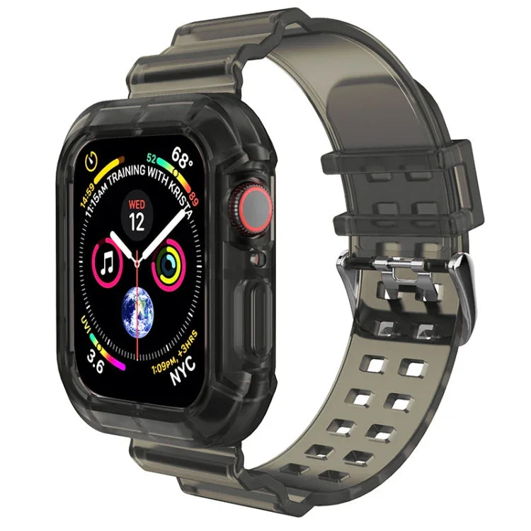 透明錶帶，適用於Apple Watch Series 8&7 45mm / SE 2&6&SE&5&4 44mm / 3&2&1 42mm（透明棕色），7 41mm / 6&SE&5&4 40mm / 3&2&1 38mm，7 45mm / 6&SE&5&4 44mm / 3&2&1 42mm