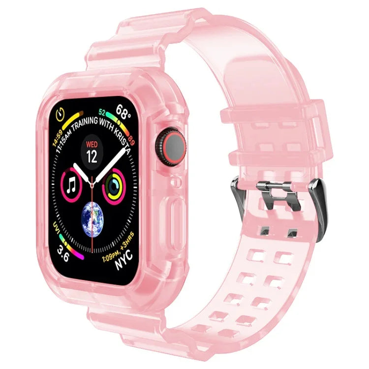 透明錶帶，適用於Apple Watch Series 8&7 45mm / SE 2&6&SE&5&4 44mm / 3&2&1 42mm（透明棕色），7 41mm / 6&SE&5&4 40mm / 3&2&1 38mm，7 45mm / 6&SE&5&4 44mm / 3&2&1 42mm