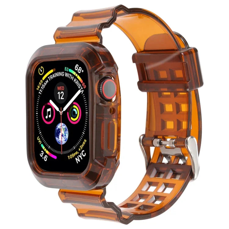 透明錶帶，適用於Apple Watch Series 8&7 45mm / SE 2&6&SE&5&4 44mm / 3&2&1 42mm（透明棕色），7 41mm / 6&SE&5&4 40mm / 3&2&1 38mm，7 45mm / 6&SE&5&4 44mm / 3&2&1 42mm