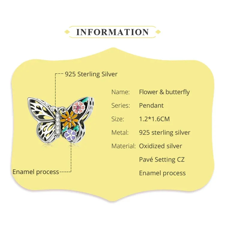 S925純銀花朵蝴蝶珠DIY手鍊項鍊配件，花朵蝴蝶