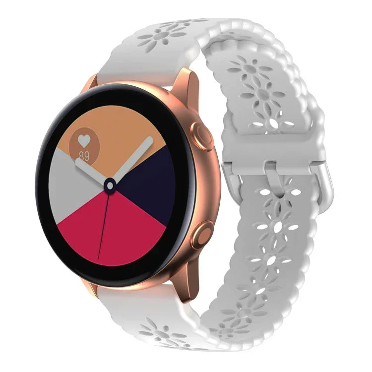 梅花鏤空矽膠錶帶，適用於 Samsung Galaxy Watch4 40/44mm，Samsung Galaxy Watch4 Classic 42/46mm