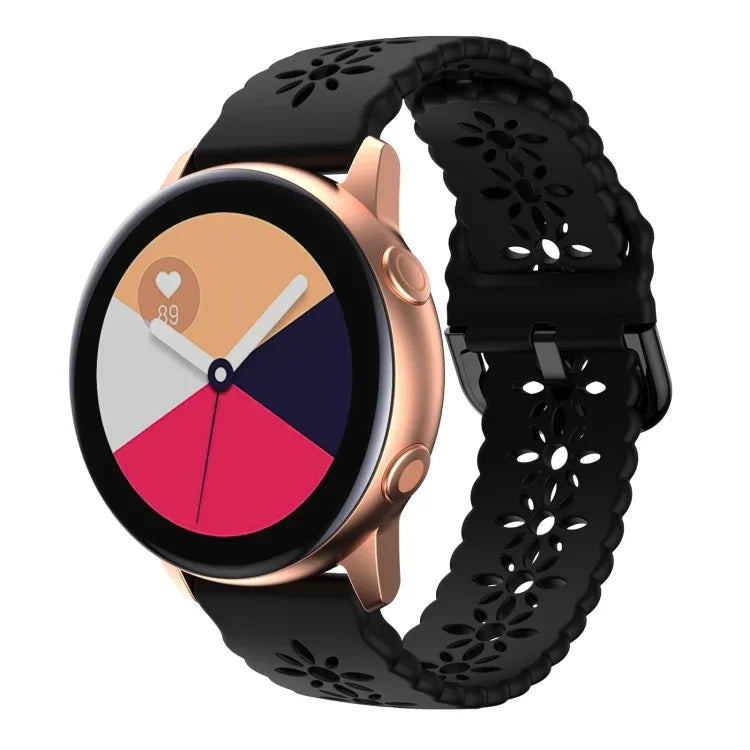 梅花鏤空矽膠錶帶，適用於 Samsung Galaxy Watch4 40/44mm，Samsung Galaxy Watch4 Classic 42/46mm