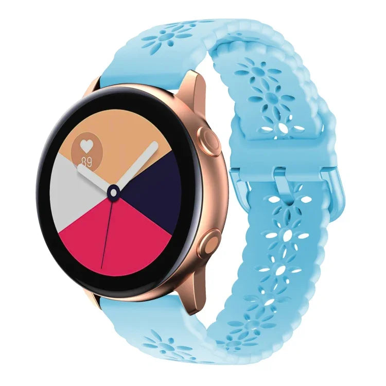 梅花鏤空矽膠錶帶，適用於 Samsung Galaxy Watch4 40/44mm，Samsung Galaxy Watch4 Classic 42/46mm