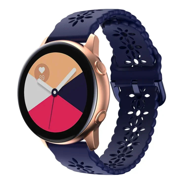 梅花鏤空矽膠錶帶，適用於 Samsung Galaxy Watch4 40/44mm，Samsung Galaxy Watch4 Classic 42/46mm
