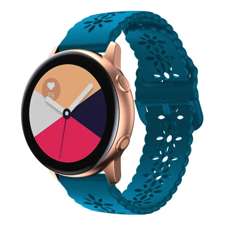 梅花鏤空矽膠錶帶，適用於 Samsung Galaxy Watch4 40/44mm，Samsung Galaxy Watch4 Classic 42/46mm