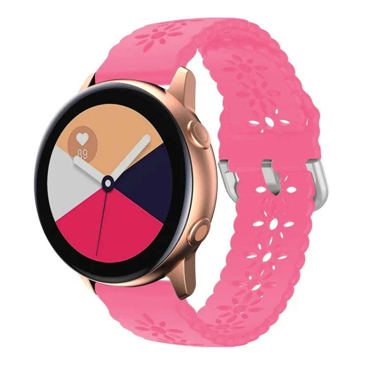 梅花鏤空矽膠錶帶，適用於 Samsung Galaxy Watch4 40/44mm，Samsung Galaxy Watch4 Classic 42/46mm