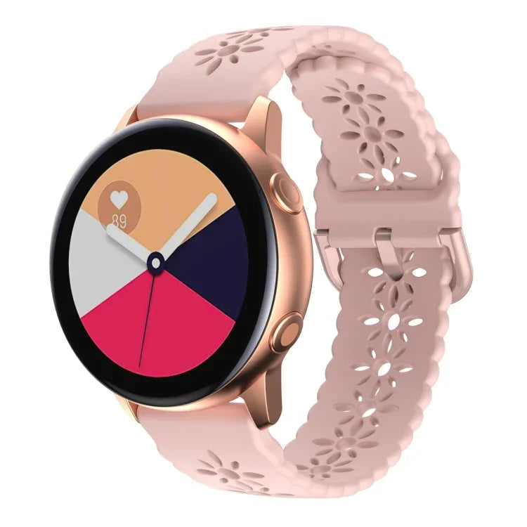 梅花鏤空矽膠錶帶，適用於 Samsung Galaxy Watch4 40/44mm，Samsung Galaxy Watch4 Classic 42/46mm