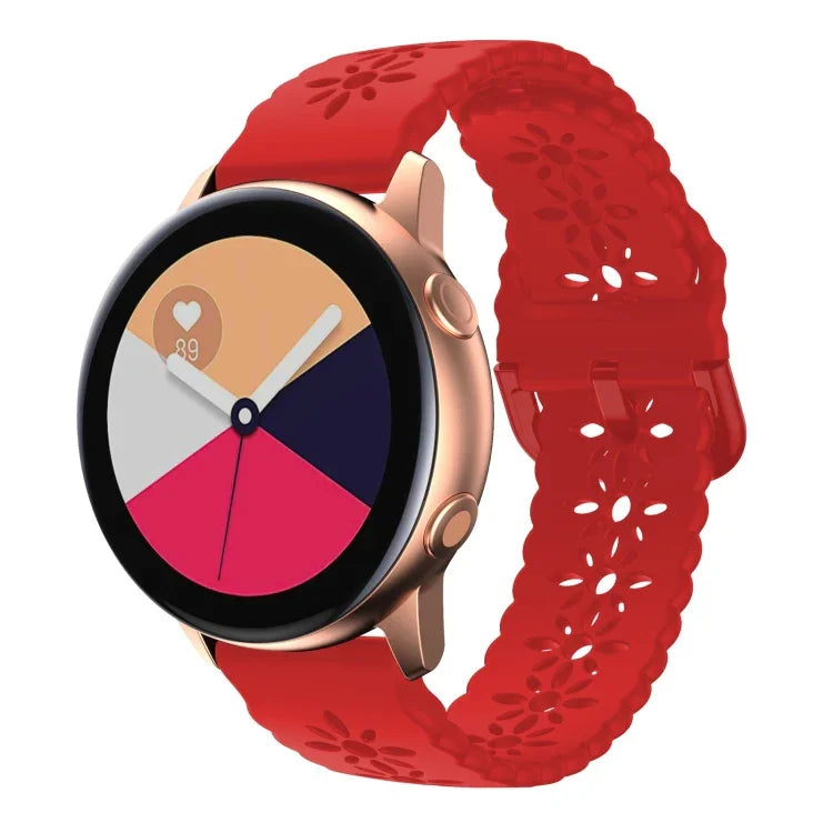 梅花鏤空矽膠錶帶，適用於 Samsung Galaxy Watch4 40/44mm，Samsung Galaxy Watch4 Classic 42/46mm